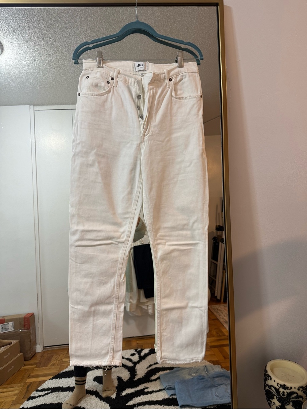 Agolde off White Straight-Leg High-Rise Jeans